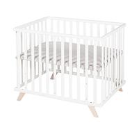 Roba Parque infantil Lil Planet 75x100 cm colchoneta gris, GOTS, Oeko-Tex 100, madera blanca