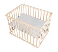 roba Parque Infantil de Haya Ecológica 75 x 100 cm - Incluye Colchón roba Style Gris - Ajustable en Altura - Móvil con Ruedas Bloqueables - Madera Natural