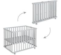 Roba Parque infantil plegable LITTLE STARS ROB4005317315416 75 x 100 cm Altura regulable 4 ruedas con freno Madera lacada gris topo Estampado estrellas
