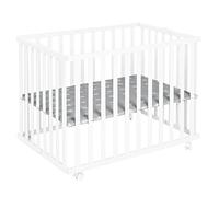 roba Parque Plegable - 75 x 100 cm - Inserto "Little Stars" - Corralito que Ahorra Espacio - Altura ajustable - incl. Ruedas -Blanco