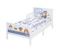 roba Paw Patrol Cama Infantil Montessori 70 x 140 cm para Niños + Somier y Ropa de Cama - Utilizable hasta 7 Años - Blanco/Diseño de Perros Chase, Marshall, Rubble, Skye