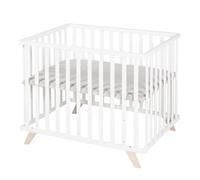Roba ROB4005317333557 Parque Infantil 75 x 100 cm Gris con Alfombra de Juegos 'Lil Planet' Madera Lacada en Blanco