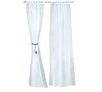 roba Set de Cortinas Rock Star Baby - 250 x 145 cm - 2 Visillos para Habitación de Bebé y Niños - en Blanco con Rayas Grises - Decoración para Niñas y Niños