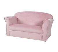 roba Sofá Infantil en Terciopelo Lil Sofa, 2 Plazas, Sillón con Apoyabrazos Cómodo para Niñas y Niños, Rosa