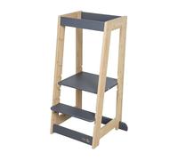 roba Torre de Aprendizaje de Madera - Bicolor - Taburete Seguro para Niños - como Ayudante de Cocina - Soporta hasta 80 kg - Antracita/Bambú con Certificación FSC