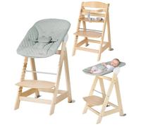 Roba Trona convertible 2 en 1 Born Up con hamaca reclinable verde esmerilado y madera natural