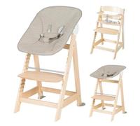 Roba Trona convertible 2 en 1 Born Up con sillón reclinable grisáceo y madera natural