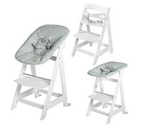 roba Trona Evolutiva de Madera Born Up + Hamaca Reclinable Estilo Verde, Desde el Nacimiento hasta 70 kg, Silla Convertible y Ajustable, Blanco