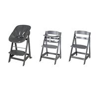 roba Trona Evolutiva en Madera Antracita Born Up 2en1 + Hamaca Inclinable Grafito - Cuero Impermeable - Altura Ajustable - Desde el Nacimiento hasta 70 kg