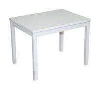 robaMesa de niños, en madera lacada en blanco con pinturas no toxicas, mesa de cantos redondeados, idónea para las referencias 50865 (banco), y (50875) silla. Dimensiones de la mesa AxAxP: 51x66x50cm.