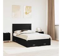 Roble Negro almacenamiento diseño moderno minimalista 200 x 123 x 100 cm | Estructura de cama con cajón Roble Negro 120x190 cm, Base de madera con cabecero y almacenamiento, Camas modernas con espacio