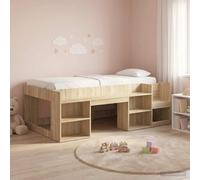 Roble Sólido Con Almacenamiento Camas Juveniles 203 x 127 x 65 cm Marrón | Cama Infantil con Almacenamiento Roble Sonoma 98.5 x 200 cm, Estructura de Madera con Cajones, Camas para Niños con Espacio