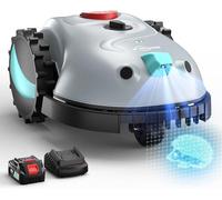 Robot de césped V100 sin cable perimetral, con navegación por visión, corte en espiral, detección de 150 obstáculos, robot cortacésped para áreas de hasta 150 m², cortacésped robot con batería de 4Ah 