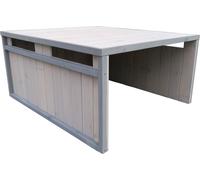 Robot de corte de césped, garaje de madera, techo plano, estructura de madera maciza, cobertizo, marquesina, color gris, dimensiones: 80x70x38 cm