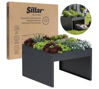 Robot de corte de césped Sillar para garajes, fabricado en acero, color antracita, con protección contra la intemperie y sistema de techo vegetal