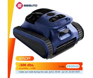 Robot Limpiafondos Seauto BLUE, Robot Escalador de Paredes, Limpiador Automático de Piscinas, Apto para Paredes y Suelos de 2000 Pies Cuadrados