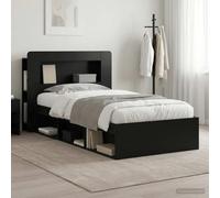 Robusta Madera Almacenamiento Moderno Elegante Estructura 119 5 x 211 5 x | Estructura de cama con almacenamiento Negro 90 x 190 cm Camas Modernas con Cajones para Dormitorio, Somier de Madera