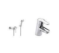 Roca A5A3025C00 A5A2025C02 Monomando Mezclador Ducha, Modelo Victoria, Cromado, cromo + Victoria-N grifo monomando para lavabo con desagüe automático
