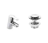 Roca A5A3125C00 Monomando Lavabo, Colección Victoria-N, Cromado &,Aqua,Click-clack desagüe universal. Tapón cromado 40 Ø,A505400900