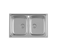 Roca Fregadero VICTORIA A872801A01 de 2 cubetas 80 cm acero inoxidable acabado en cromo - Sin sifón