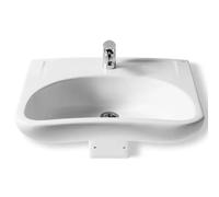 Roca Access Lavabo suspendido con juego de fijación de 64 cm fabricado en porcelana de color blanco - Con soporte / Con conjunto desagüe sifón flexible