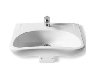 Roca Access Lavabo suspendido con juego de fijación de 64 cm fabricado en porcelana de color blanco - Sin soporte / Sin desagüe