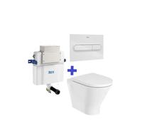 ROCA Basic Tank Pack de inodoro a suelo Rimless adosado a pared The Gap Round con cisterna empotrada doble descarga - CODO S/DUAL EXCENT. 60 / Sin tapa / In-Wall PL1 Dual (ONE) Blanco