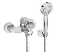 Roca - Conjunto de Baño Ducha Cromado ALFA con inversor automático que incluye el grifo, la ducha de mano, flexo de 1,70 m. y soporte de ducha articulado A5A0425C00