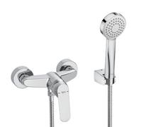 Roca - Conjunto de Ducha Cromado ALFA que incluye el grifo, la ducha de mano, flexo de 1,70 m. y soporte de ducha articulado A5A2325C00