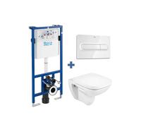 Roca Debba Duplo Pack de inodoro suspendido de forma cuadrada recomendado para espacios públicos - Tapa con amortiguador / Cromado