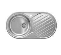 ROCA DUO A870930845 Fregadero con escurridor a la derecha de 84 cm fabricado en acero inoxidable - Sin sifón
