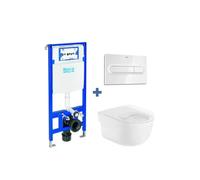 ROCA Duplo Meridian Pack inodoro Rimless suspendido con placa pulsadora y cisterna empotrada - Tapa normal / Negro