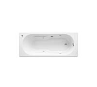 ROCA GENOVA Bañera de acrílico de 160 cm con hidromasaje Basic en acabado color blanco - Con válvula automática con sifón / Ninguno