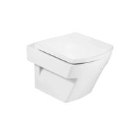 Roca Hall Inodoro con salida horizontal de 35,5 cm fabricado en porcelana de color blanco - Asiento con tapa con amortiguador