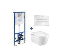 ROCA Inspira Pack In Wash inodoro suspendido con cisterna empotrada bastidor y placa pulsadora smart One toilet - Blanco