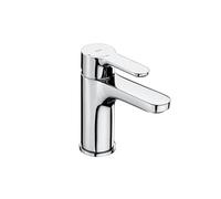 Roca L20 Grifería para lavabo con tecnología Cold Start, grifo monomando con enlaces de alimentación flexibles y enganche para cadenilla incluidos, mezclador para cuarto de baño, cromado, A5A3J09C00