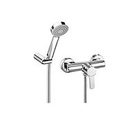 Roca Grifo monomando L20 para ducha – cromo exterior, flexible 1,50 m y soporte articulado