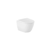 Roca Ona Inodoro suspendido Rimless compacto de 48 cm de fondo con fijaciones ocultas blanco - Asiento con tapa