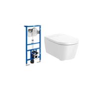 Roca Round Pack inodoro suspendido Rimless con tapa amortiguada y cisterna salida horizontal