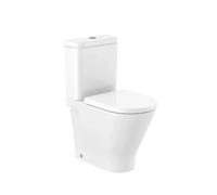 Roca The Gap Round A3420NJ000 - Inodoro de Pie Completo, Adosado a la Pared, Salida Dual, Blanco - Asiento con tapa / Inferior