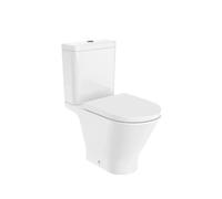 Roca The Gap Round Inodoro completo en porcelana con tecnología Rimless - Asiento con tapa con amortiguador / Lateral