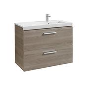 Mueble de Baño con Lavabo Derecho y 2 Cajones de Unik Prisma 90cm Fresno Roca - Sin toallero / Sin conjunto de patas / Sin caja organizadora + Sin caja organizadora + Sin set de 2 colgadores