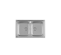 Roca Fregadero VICTORIA A872801A01 de 2 cubetas 80 cm acero inoxidable acabado en cromo - Sin sifón