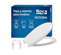 Roca Victoria - Tapa y asiento de plástico para inodoro con bisagras extraíbles, tapadera de WC original con ajuste perfecto, recambio de tapa de váter resistente, blanco, A801398004