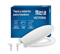 Roca Victoria - Tapa y asiento de Supralit para inodoro con caída amortiguada, tapadera de WC original con ajuste perfecto, recambio de tapa de váter resistente, blanco, A801B6200B