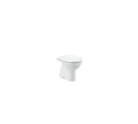 Roca Victoria Taza de tanque alto o empotrable Rimless con salida vertical y descarga dual en color blanco - Asiento y tapa lacados con bisagras acetálicas
