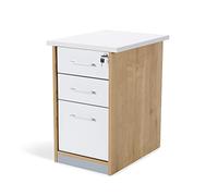 Rocada | Cajonera Oficina | 47x60x72 cm | Cajonera Madera con Cerradura | Mueble Auxiliar para Oficina con 3 cajones | Color Roble/Blanco