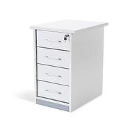 Rocada | Cajonera Oficina | 47x60x72 cm | Cajonera Madera con Cerradura | Mueble Auxiliar para Oficina con 4 cajones | Color Blanco
