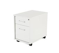 Rocada | Cajonera Oficina con Ruedas | 40x59,5x58 cm | Cajonera Madera con Cerradura | Mueble Auxiliar para Oficina con 2 cajones | Color Blanco
