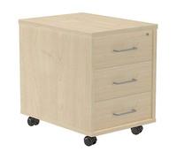 Rocada | Cajonera Oficina con Ruedas | 40x59,5x58 cm | Cajonera Madera con Cerradura | Mueble Auxiliar para Oficina con 3 cajones | Color Blanco/Roble